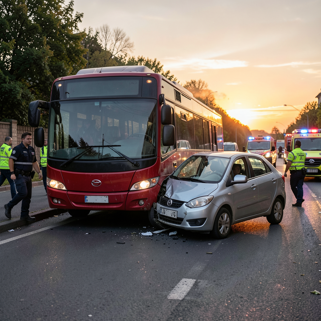 One person hospitalized with injuries after bus crash